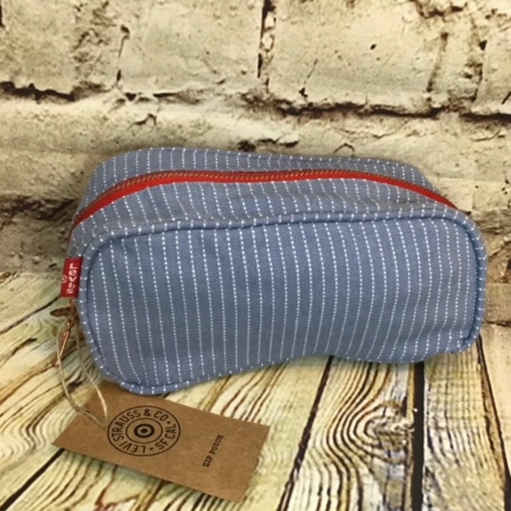 Levi's Strauss Co. Limited Edition light Blue Striped Travel Accessory Zip Pouch